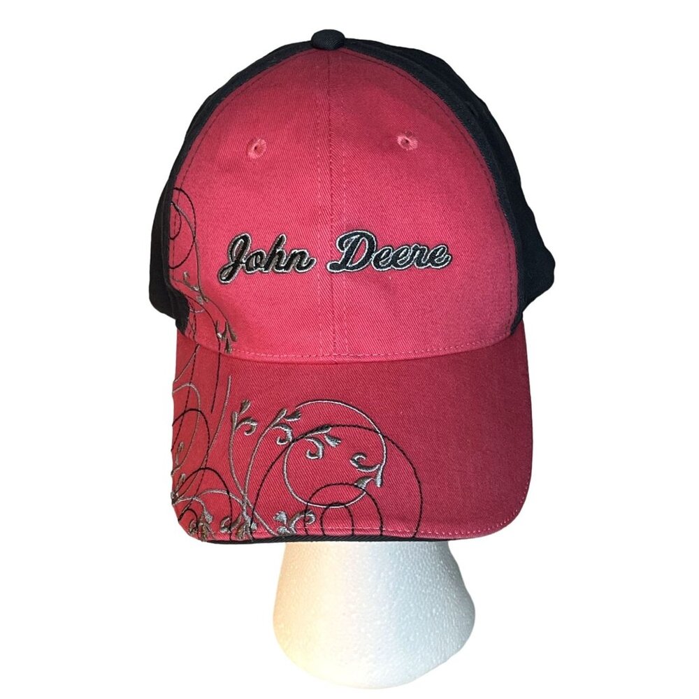 John Deere Pink & Black Wheat in The Wind Ladies Baseball Cap ONE SIZE